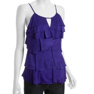BCBG MaxAzria Purple Tiered Ruffle Tank